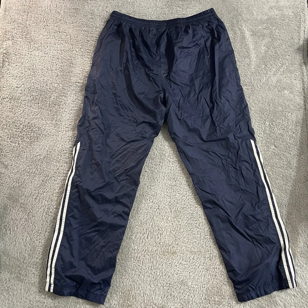Adidas Track Pants Men Size Large Blue Drawstring Pockets Gym Active Performance